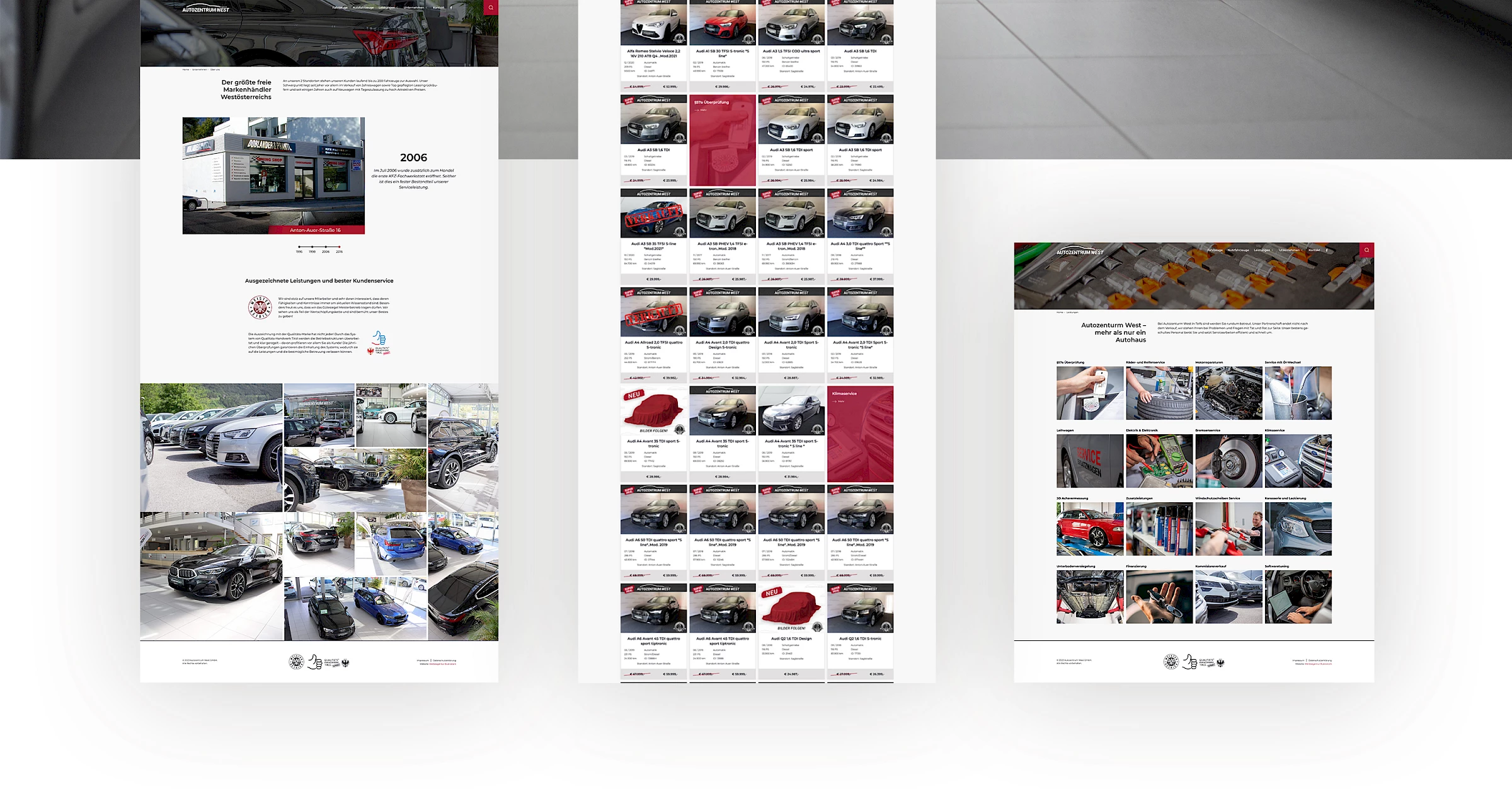 Webdesign der Website autozentrum-west.at, designed und programmiert von Buerostark Werbeagentur in Telfs