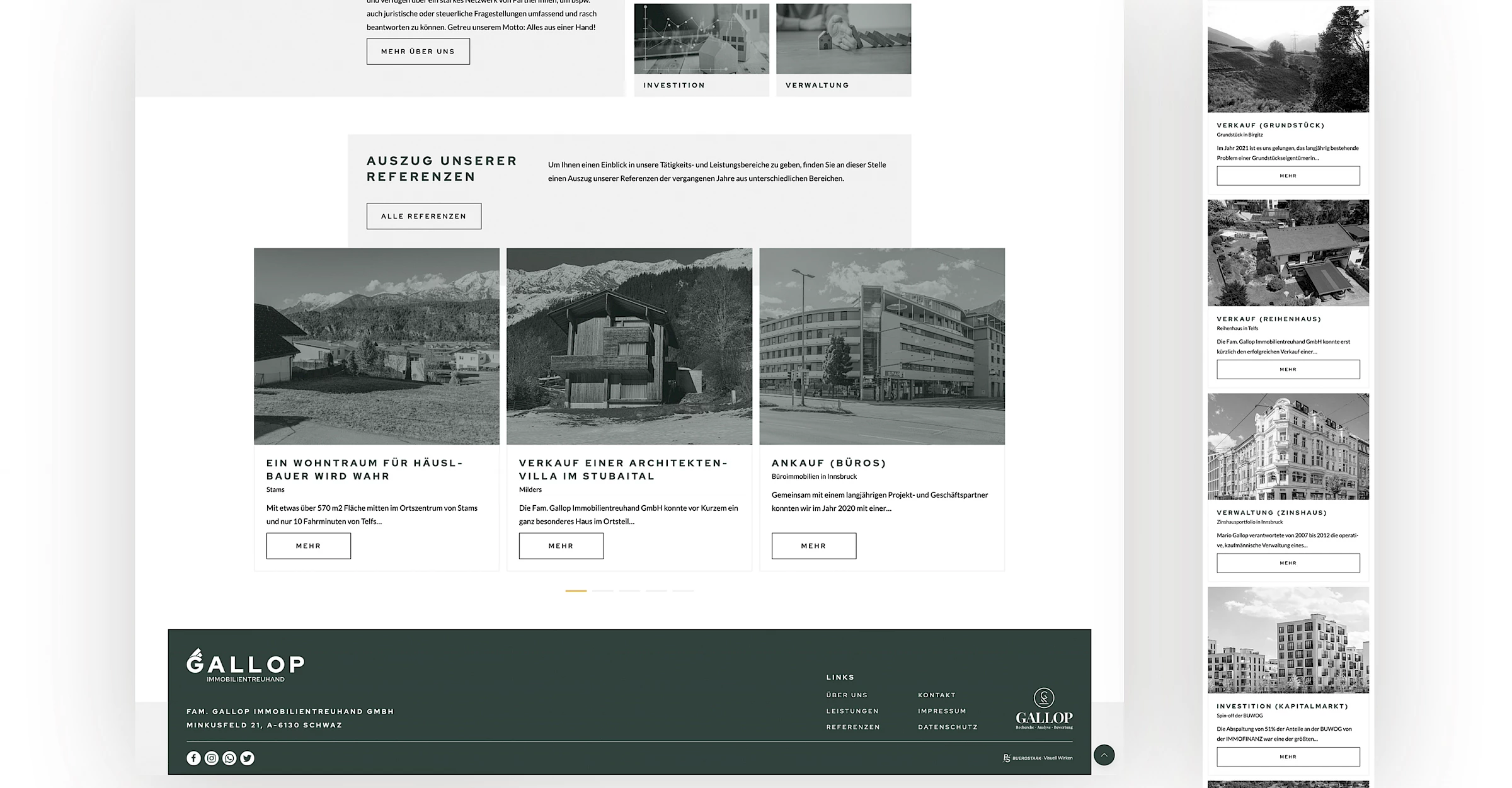 Webdesign der Website gallop.at, designed und programmiert von Buerostark Werbeagentur in Telfs