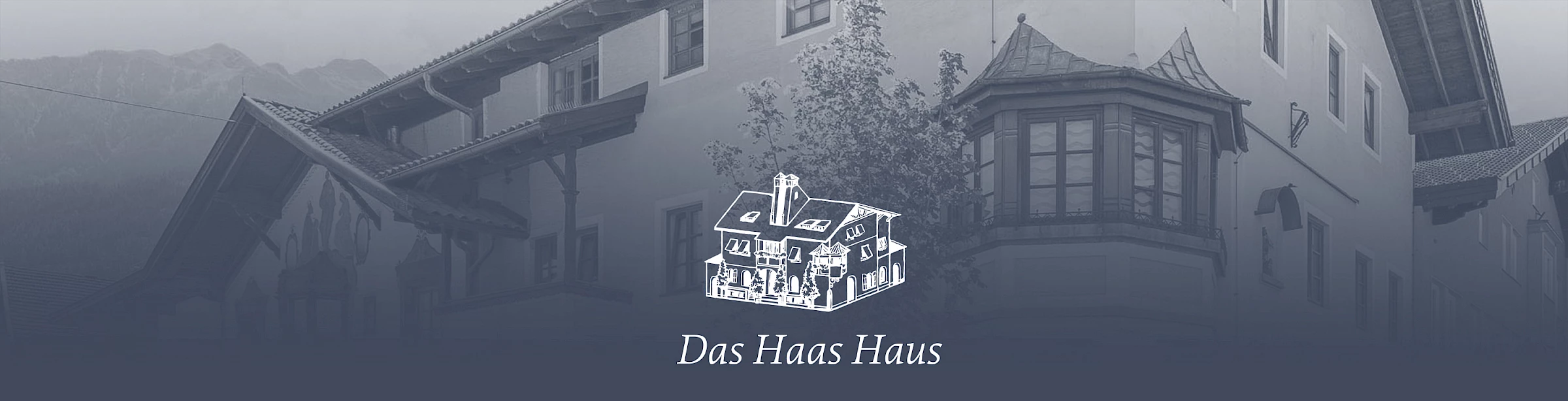 Logo und Hintergrundbild des Haas Haus in Telfs. Corporate Design von Werbeagentur Buerostark